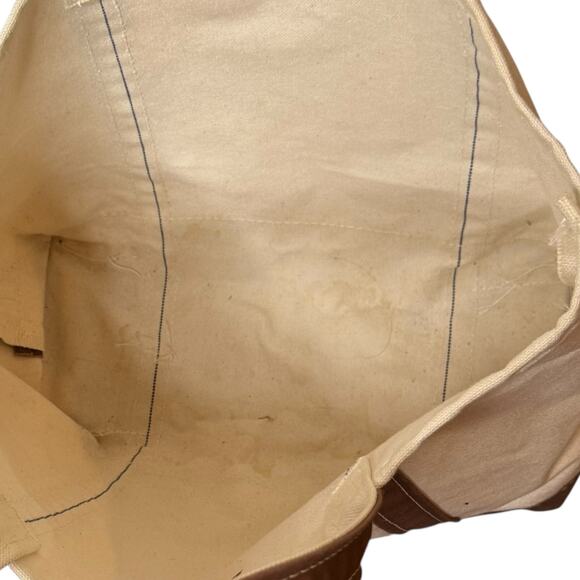 L.L. Bean Made in USA Canvas Boat & Tote Bag Brown Straps Vintage 1990's - Picture 5 of 8